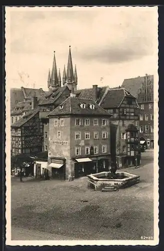 AK Eger, Platz mit Blick auf Stöckl u. Brunnen