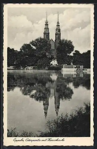 AK Oppeln, Oderpartie mit Kreuzkirche