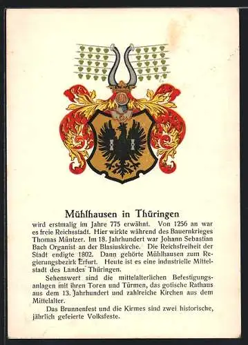 AK Mühlhausen / Thür., Stadtwappen