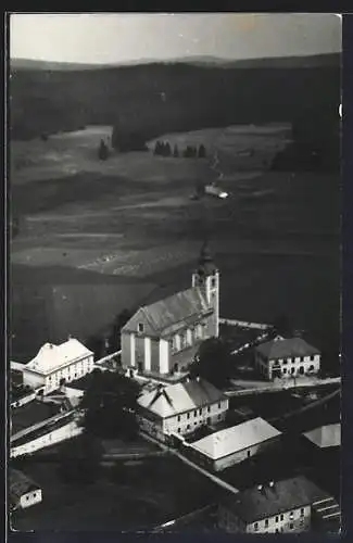 AK Sandl, Fliegeraufnahme mit Kirche