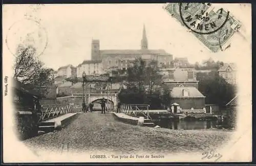 AK Lobbes, Vue prise du Pont de Sambre