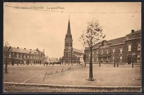 AK Houdeng-Goegnies, La grand`Place mit Kirche