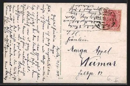 AK Apolda, Lohteich, Herressener Promenade