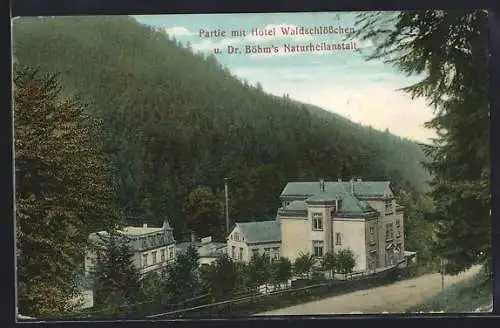 AK Friedrichroda, Hotel Waldschlösschen und Naturheilanstalt Dr. Böhm