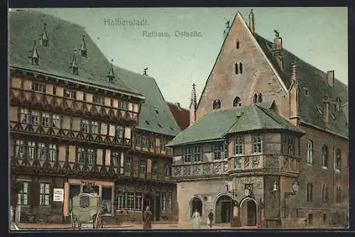 AK Halberstadt, Rathaus mit Rathaus-Keller, Ostseite