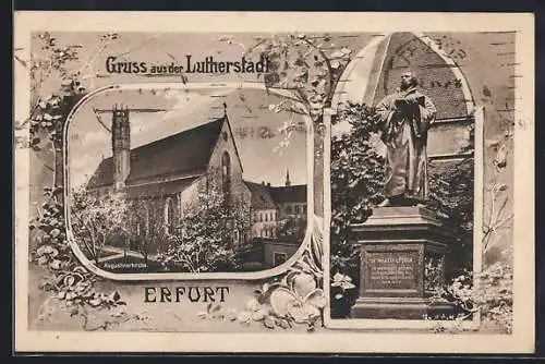 Passepartout-AK Erfurt, 400 jährige Lutherfeier, Augustinerkirche, Denkmal