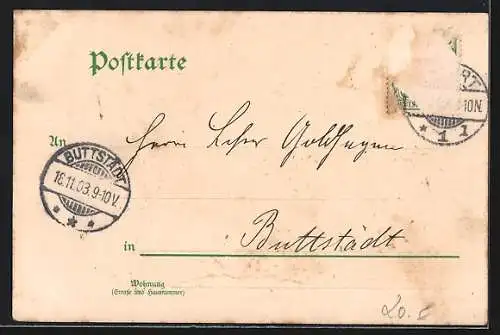 Lithographie Erfurt, Laternenumzug mit Messe vorm Lutherdenkmal