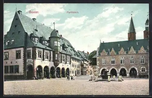 AK Goslar, Kinder auf dem Marktplatz