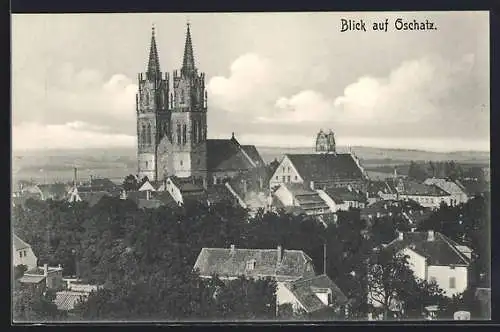 AK Oschatz, Ortsansicht mit Kirche