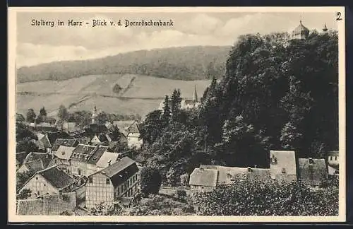 AK Stolberg / Harz, Ortsansicht von der Dornröschenbank