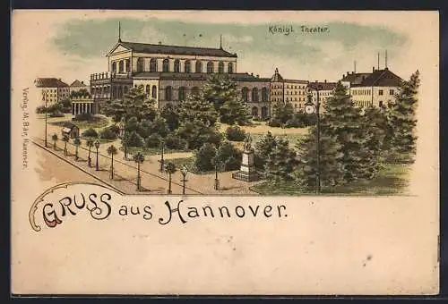 Lithographie Hannover, Am Königl. Theater