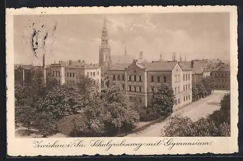 AK Zwickau, Schulgrabenweg mit Gymnasium