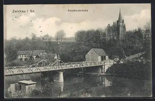 AK Zwickau i. Sa., Blick auf die Paradiesbrücke