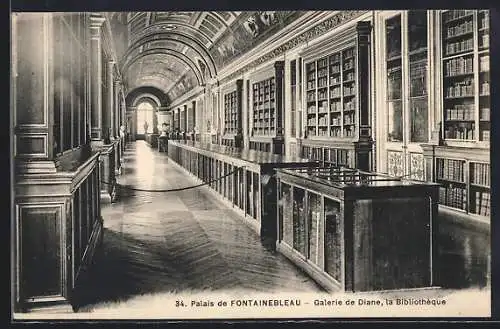 AK Fontainebleau, Le Palais, Galerie de Diane, La Bibliothèque