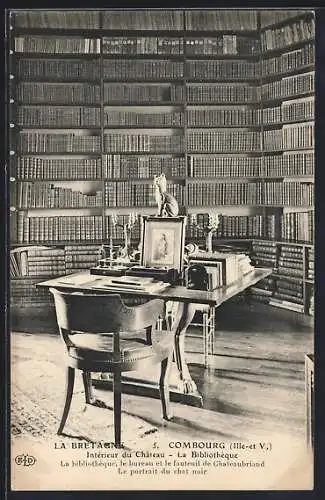 AK Combourg /Ille-et V., Intérieur du Château, La Bibliothèque