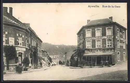 AK Aywaille, Rue de la Gare, Strassenpartie