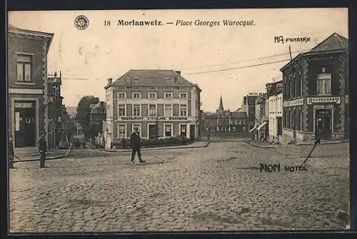 AK Morlanwelz, Place Georges Warocqué et Restaurant C. Willame