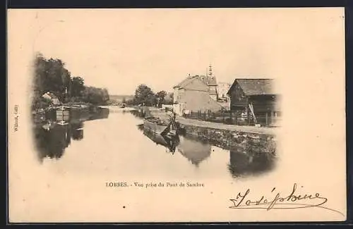 AK Lobbes, Vue prise du Pont de Sambre