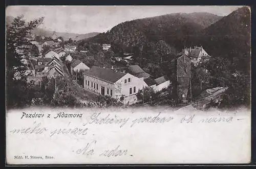 AK Adamov, Ortsansicht aus der Vogelschau