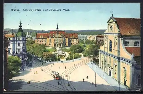 AK Brünn, Lazansky-Platz und Deutsches Haus