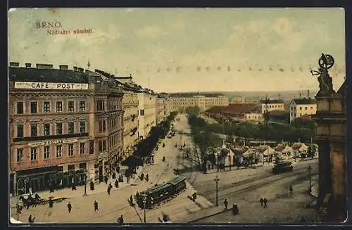 AK Brno, Nadrazni namesti, Strassenbahn