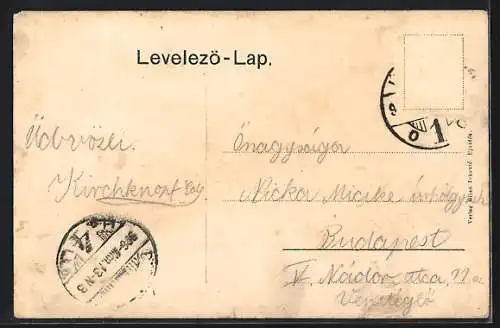 AK Ujvidek, Neusatz, Strassenpartie aus der Vogelschau