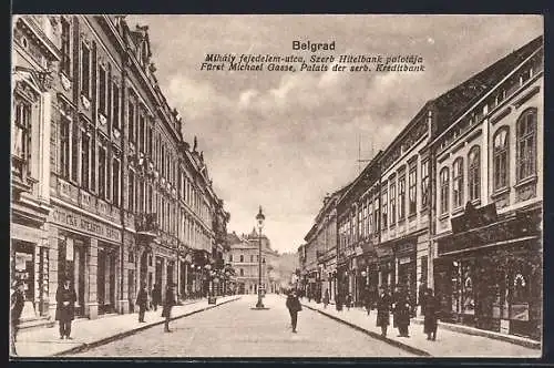 AK Belgrad, Fürst Michael Gasse, Palais der serbischen Kreditbank