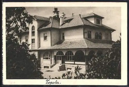 AK Topola, Villa mit Garten