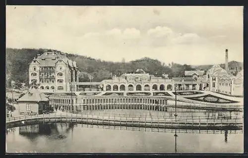 AK Bad Salzburg, Uferpartie vom Wasser aus