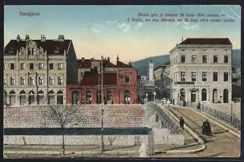 AK Sarajevo, Ort d. Attentates von 1914