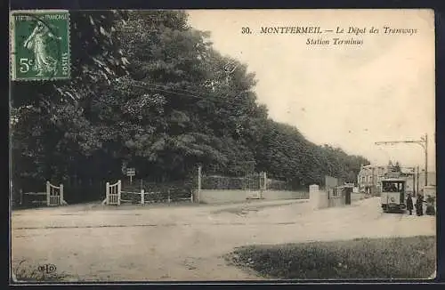 AK Montfermeil, Le Dépôt des Tramways Station Terminus