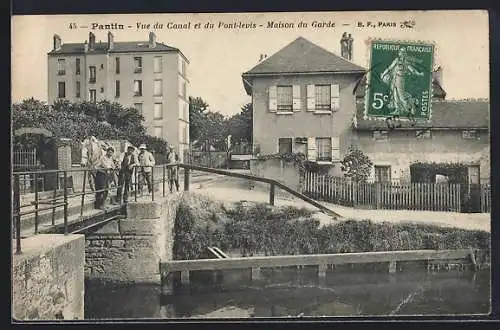 AK Pantin, Vue du canal et du pont-levis, Maison du garde