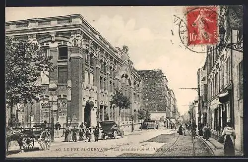 AK Le Pré-Saint-Gervais, La grande rue et l`Union Fraternelle