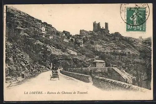 AK La Lozère, Ruines du Château de Tournel