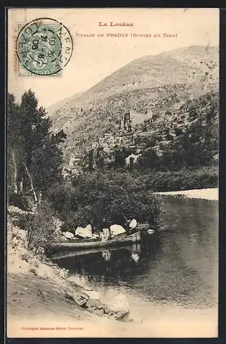 AK Prades, Vue du village et de la rivière dans les Gorges du Tarn