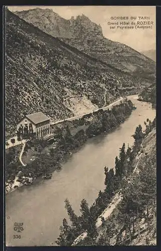 AK Le Rozier, Grand Hôtel et Gorges du Tarn vues de Peyreleau