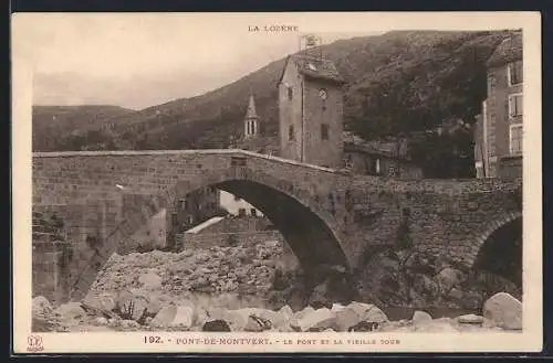 AK Pont-de-Montvert, Le pont et la vieille tour