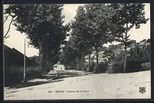 AK Mende, Avenue de la Gare bordée d`arbres majestueux