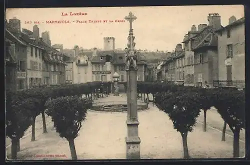 AK Marvejols, Place Thiers et la Croix