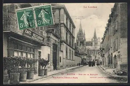 AK Mende, Rue de la Banque avec vue sur la cathédrale