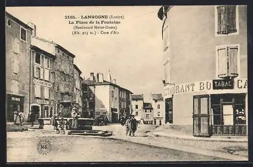 AK Langogne, La Place de la Fontaine (Boulevard Notre-Dame)