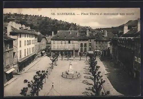 AK Marvejols, Place Thiers et monument aux morts