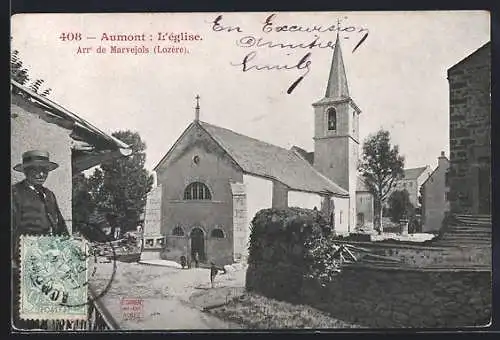 AK Aumont, L`église avec vue sur les environs du village