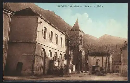 AK Ispagnac, Place de la Mairie