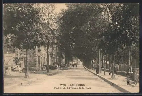 AK Langogne, L`Allée de l`Avenue de la Gare