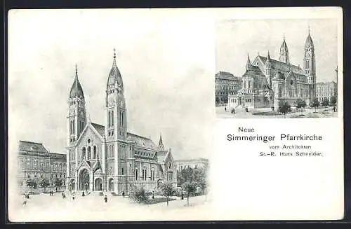 AK Wien, Neue Simmeringer Pfarrkirche vom Architekten St.-R. Hans Schneider