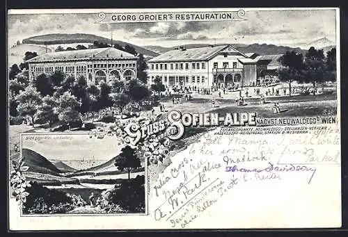 Künstler-AK Wien, Georg Groiers Restaurant auf der Sofien-Alpe