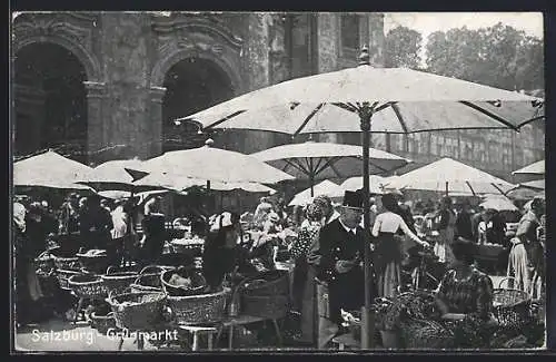 AK Salzburg, Markttag auf dem Grünmarkt