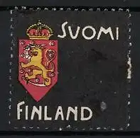 Reklamemarke Finnland, Suomi, Wappen Löwe mit Krone