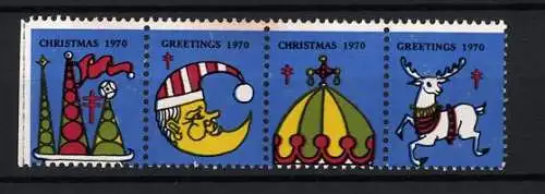 Reklamemarke Serie Christmas, Greetings 1970, Weihnachtsmotive